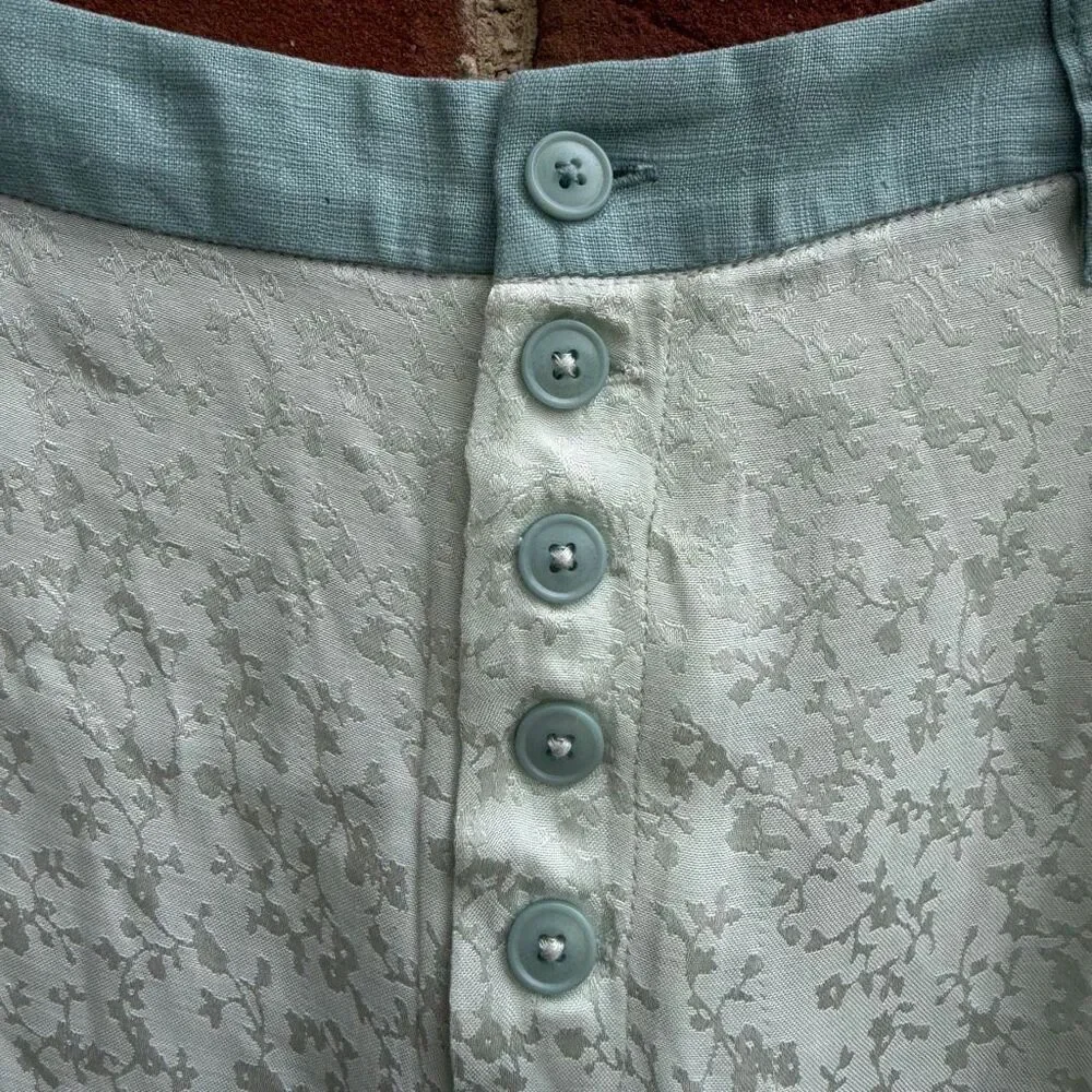 Free People Claudia Tap Satin Jacquard Shorts Waterlily blue size 2 NWOT